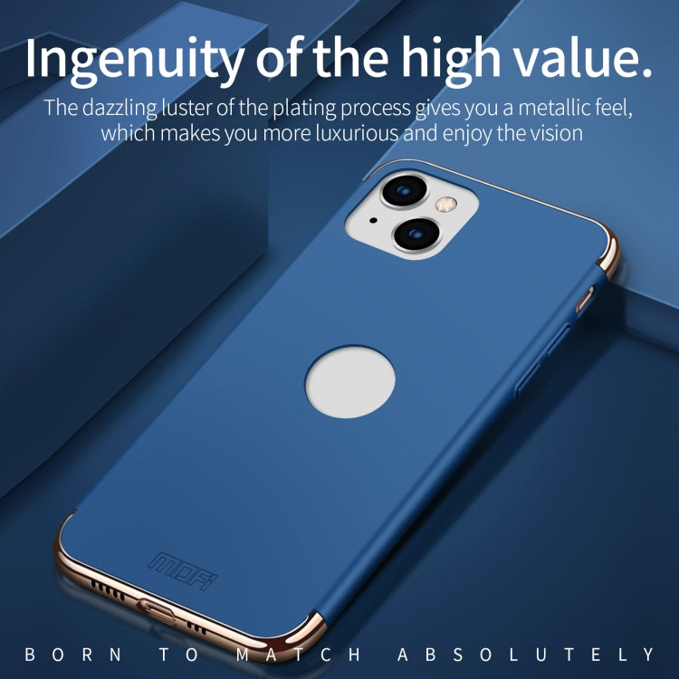 For iPhone 14 MOFI Yatun Series 3 in 1 Stitching PC Phone Case(Blue)