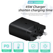 M135 45W USB-C / Type-C Port Fast Charger with 5A Type-C to Type-C Cable, UK Plug(White)