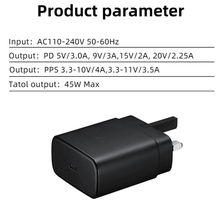 M135 45W USB-C / Type-C Port Fast Charger with 5A Type-C to Type-C Cable, UK Plug(White)