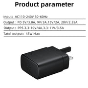 M135 45W USB-C / Type-C Port Fast Charger with 5A Type-C to Type-C Cable, UK Plug(White)