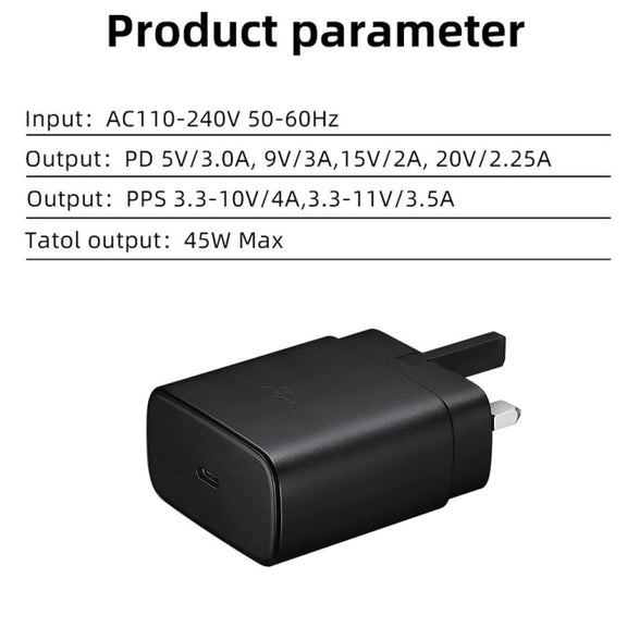 M135 45W USB-C / Type-C Port Fast Charger, UK Plug(White)