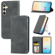 For Samsung Galaxy S25 5G Retro Skin Feel Magnetic Leather Phone Case(Gray) - Galaxy S25 5G Cases by PMC Jewellery | Online Shopping South Africa | PMC Jewellery | Buy Now Pay Later Mobicred