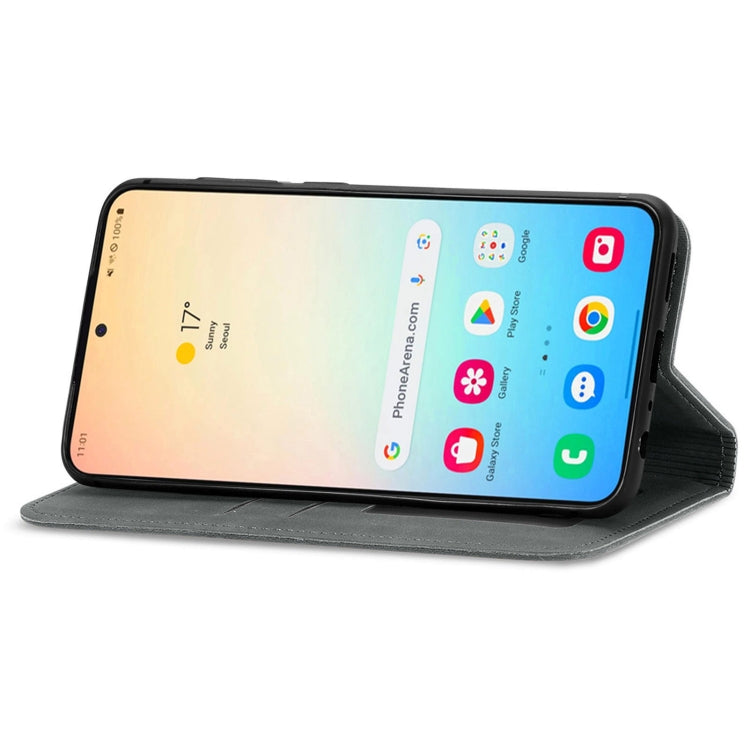 For Samsung Galaxy S25+ 5G Retro Skin Feel Magnetic Leather Phone Case(Gray)