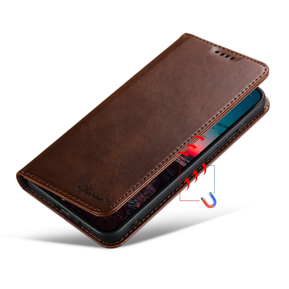 For Samsung Galaxy S24 Ultra 5G Suteni Calf Texture Horizontal Flip Leather Phone Case(Brown)