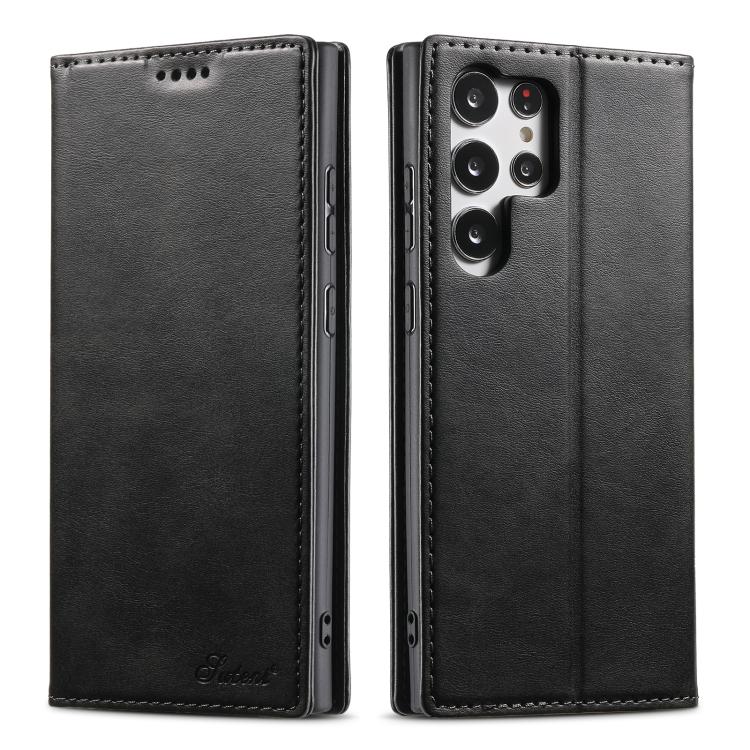 For Samsung Galaxy S25 Ultra 5G Suteni Calf Texture Horizontal Flip Leather Phone Case(Black)
