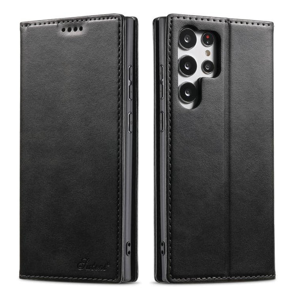 For Samsung Galaxy S25 Ultra 5G Suteni Calf Texture Horizontal Flip Leather Phone Case(Black)