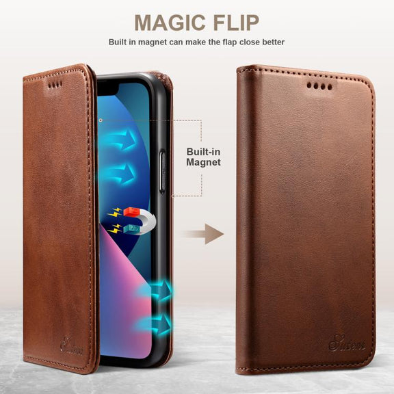For Samsung Galaxy S25 Ultra 5G Suteni Calf Texture Horizontal Flip Leather Phone Case(Brown)