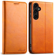 For Samsung Galaxy S25+ 5G Suteni Calf Texture Horizontal Flip Leather Phone Case(Khaki)