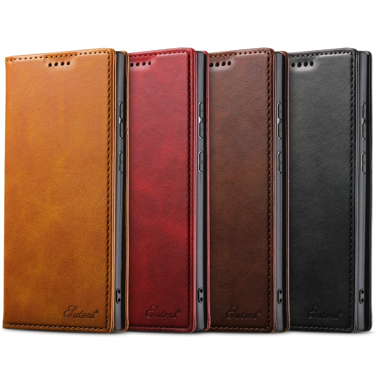 For Samsung Galaxy S25 Ultra 5G Suteni Calf Texture Horizontal Flip Leather Phone Case(Black)