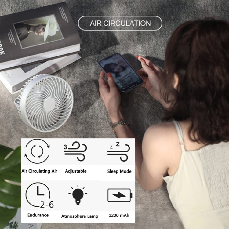 Multifunctional LED Rechargeable Outdoor Portable Tent Camping Fan(White)