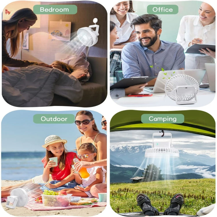 Multifunctional LED Rechargeable Outdoor Portable Tent Camping Fan(White)