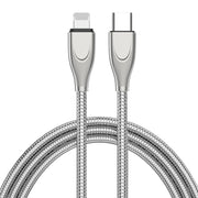 ENKAY ENK-CB128 PD 27W Type-C to 8 Pin Carbon Steel Hose Spring Fast Charging Data Cable, Length:1m(Silver)