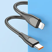 ENKAY ENK-CB128 PD 27W Type-C to 8 Pin Carbon Steel Hose Spring Fast Charging Data Cable, Length:1m(Silver)
