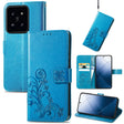 For Xiaomi 14 Four-leaf Clasp Embossed Leather Phone Case(Blue) - 14 Cases by PMC TechLife | Online Shopping South Africa | PMC TechLife | Buy Now Pay Later Mobicred