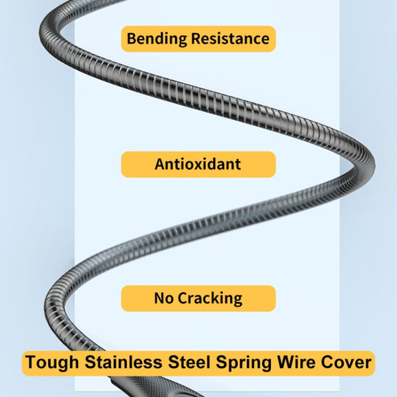 ENKAY ENK-CB131 USB to 8 Pin Carbon Steel Hose Spring 2.4A Fast Charging Data Cable, Length:1m(Silver)