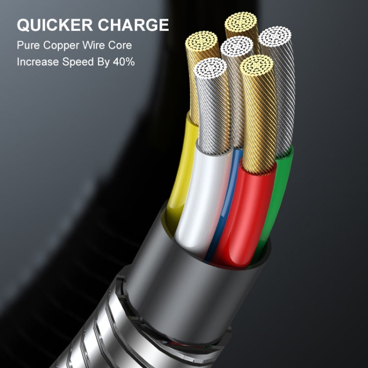 ENKAY ENK-CB131 USB to 8 Pin Carbon Steel Hose Spring 2.4A Fast Charging Data Cable, Length:1m(Silver)