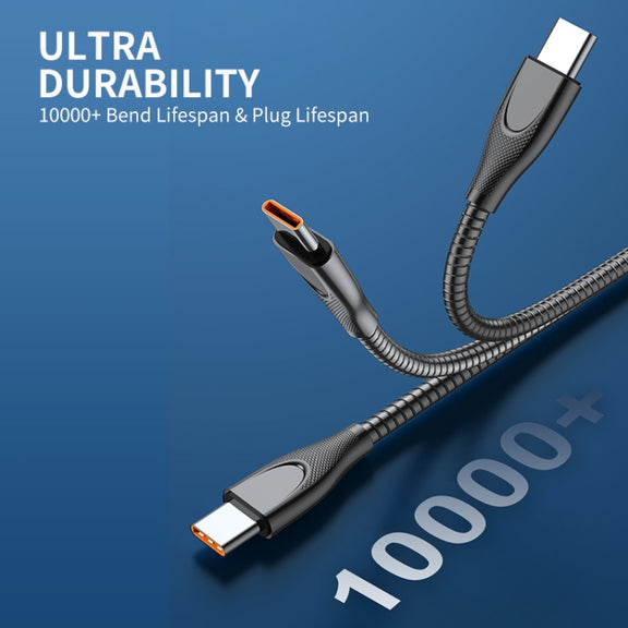 ENKAY ENK-CB131 USB to 8 Pin Carbon Steel Hose Spring 2.4A Fast Charging Data Cable, Length:2m(Black)