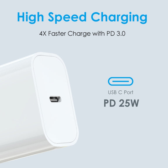 NORTHJO NOPD2501 PD 25W USB-C / Type-C Single Port Fast Charger, Plug Type:US Plug(White)