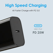 NORTHJO NOPD2501 PD 25W USB-C / Type-C Single Port Fast Charger, Plug Type:US Plug(Black)