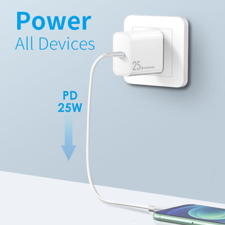 NORTHJO NOPD2501 PD 25W USB-C / Type-C Single Port Fast Charger, Plug Type:AU Plug(White)