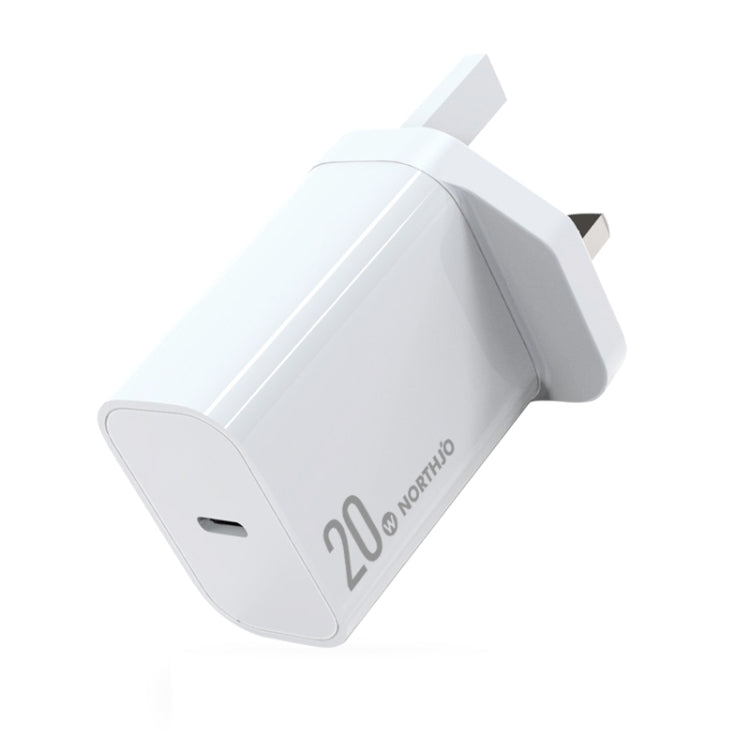 NORTHJO NOPD2001 PD 20W USB-C / Type-C Single Port Fast Charger, Plug Type:UK Plug(White)