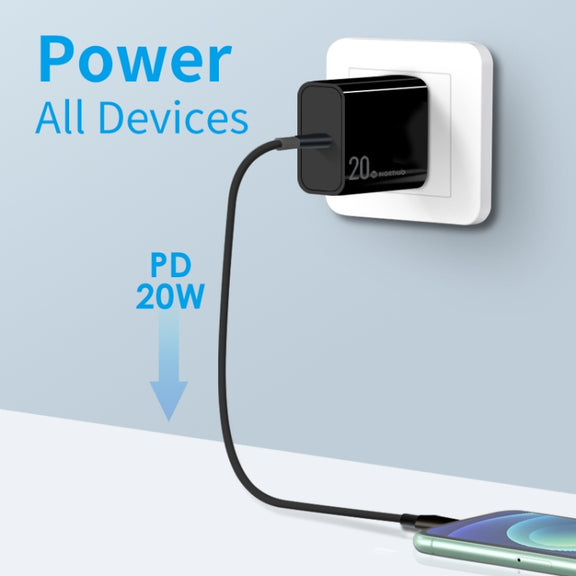 NORTHJO NOPD2001 PD 20W USB-C / Type-C Single Port Fast Charger, Plug Type:AU Plug(Black)