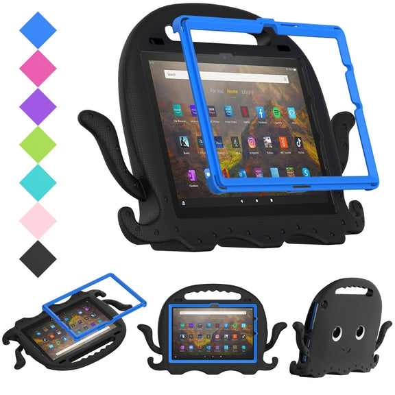For Amazon Kindle Fire HD10 2021 Octopus Style EVA + PC Tablet Case with Strap(Black)