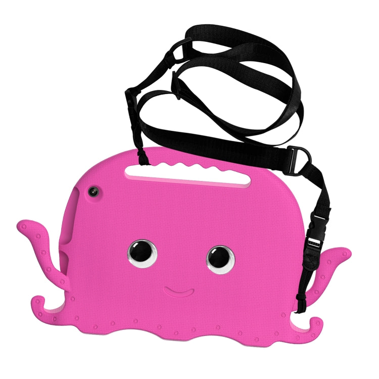 For Amazon Kindle Fire HD10 2021 Octopus Style EVA + PC Tablet Case with Strap(RoseRed)