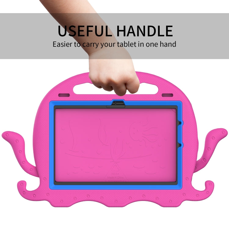 For Amazon Kindle Fire HD10 2021 Octopus Style EVA + PC Tablet Case with Strap(RoseRed)