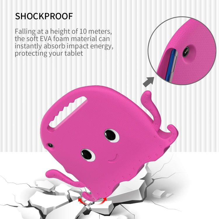 For Amazon Kindle Fire HD10 2021 Octopus Style EVA + PC Tablet Case with Strap(RoseRed)