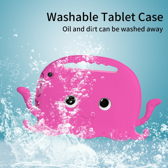 For Amazon Kindle Fire HD10 2021 Octopus Style EVA + PC Tablet Case with Strap(RoseRed)