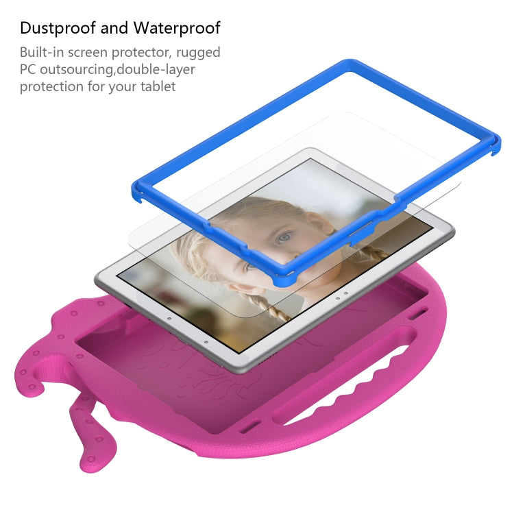For Amazon Kindle Fire HD10 2021 Octopus Style EVA + PC Tablet Case with Strap(RoseRed)