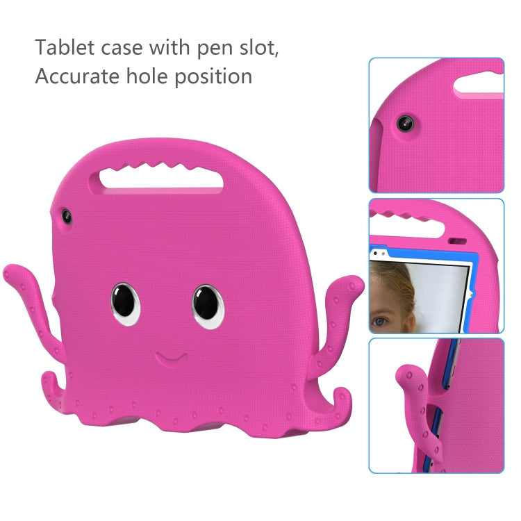 For Amazon Kindle Fire HD10 2021 Octopus Style EVA + PC Tablet Case with Strap(RoseRed)