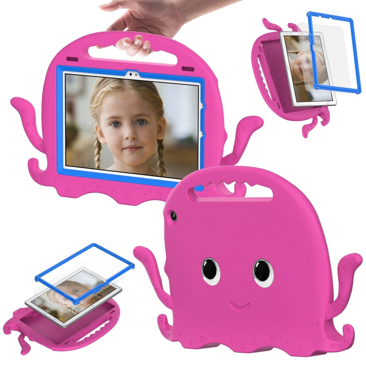 For Amazon Kindle Fire HD10 2021 Octopus Style EVA + PC Tablet Case with Strap(RoseRed)