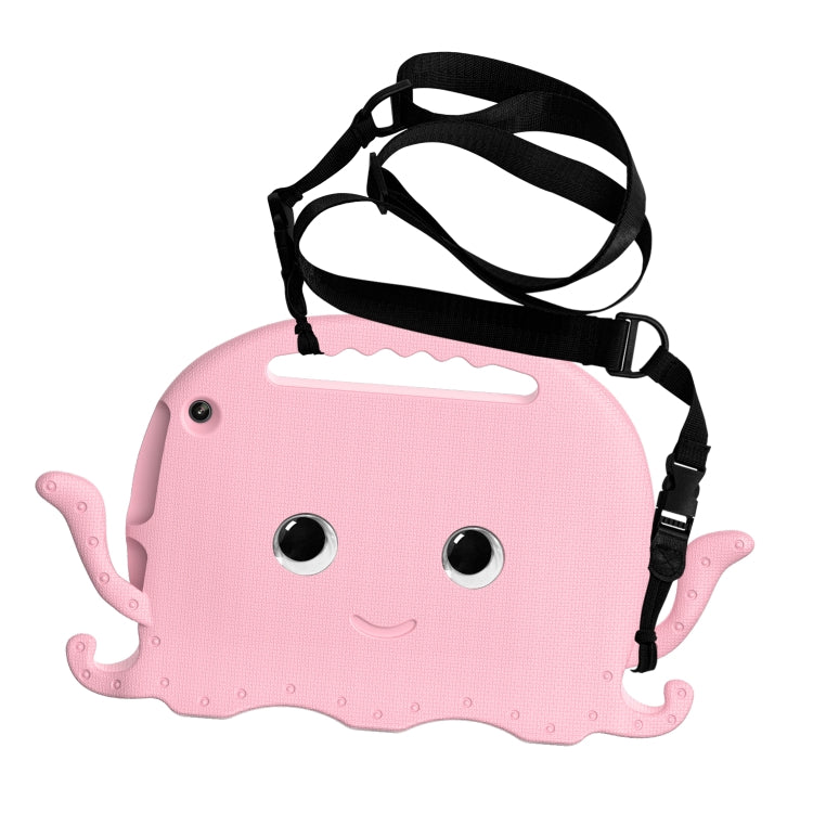 For Amazon Kindle Fire HD10 2021 Octopus Style EVA + PC Tablet Case with Strap(Pink)