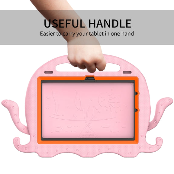For Amazon Kindle Fire HD10 2021 Octopus Style EVA + PC Tablet Case with Strap(Pink)