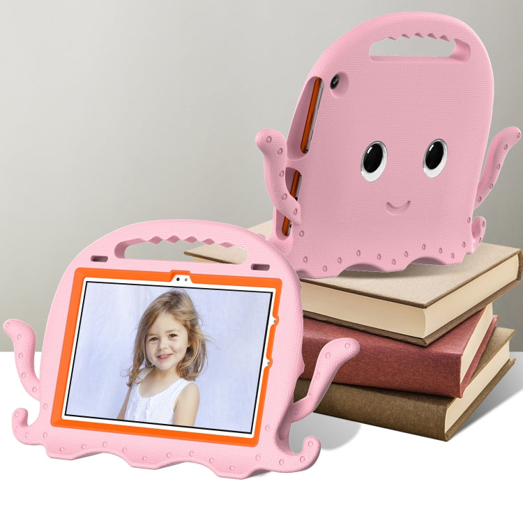 For Amazon Kindle Fire HD10 2021 Octopus Style EVA + PC Tablet Case with Strap(Pink)