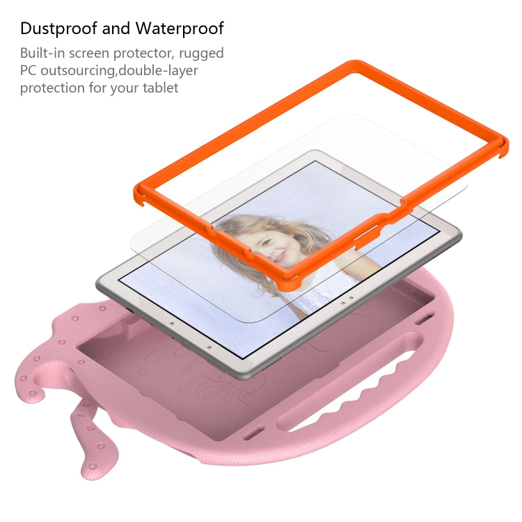 For Amazon Kindle Fire HD10 2021 Octopus Style EVA + PC Tablet Case with Strap(Pink)