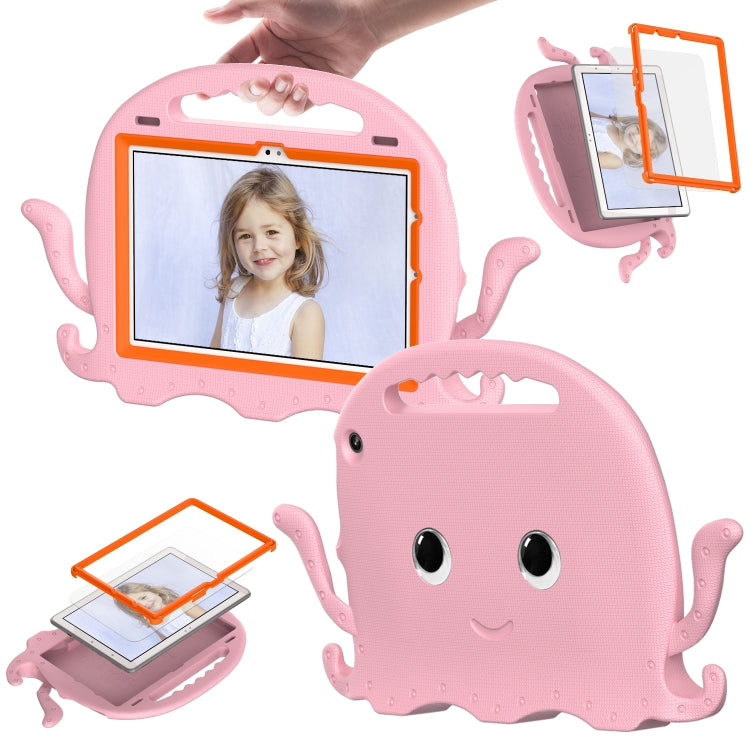 For Amazon Kindle Fire HD10 2021 Octopus Style EVA + PC Tablet Case with Strap(Pink)
