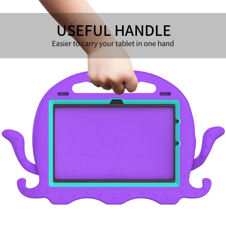 For Amazon Kindle Fire HD10 2021 Octopus Style EVA + PC Tablet Case with Strap(Purple)