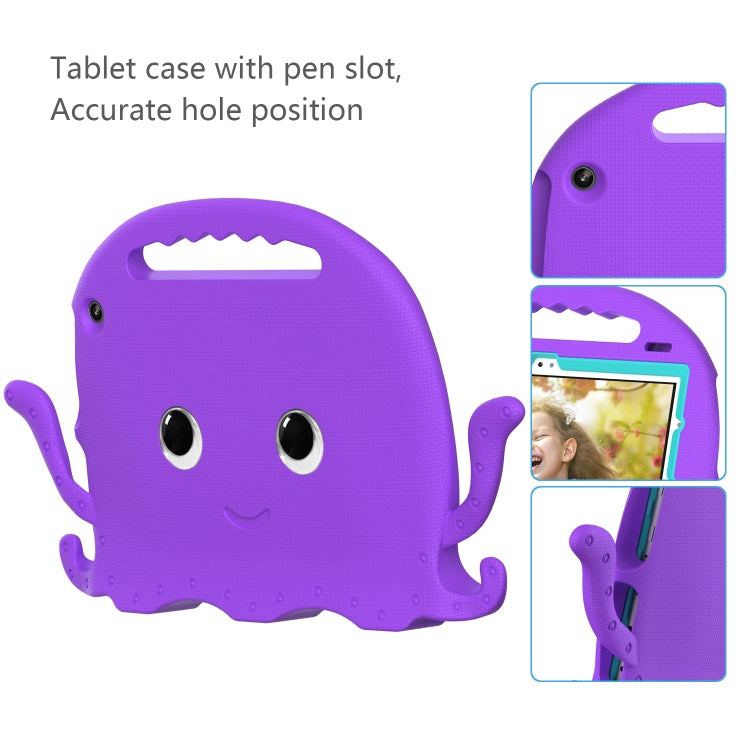 For Amazon Kindle Fire HD10 2021 Octopus Style EVA + PC Tablet Case with Strap(Purple)
