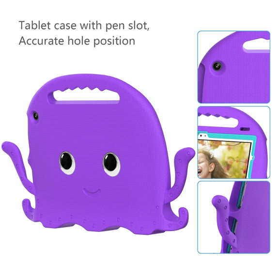 For Amazon Kindle Fire HD10 2021 Octopus Style EVA + PC Tablet Case with Strap(Purple)