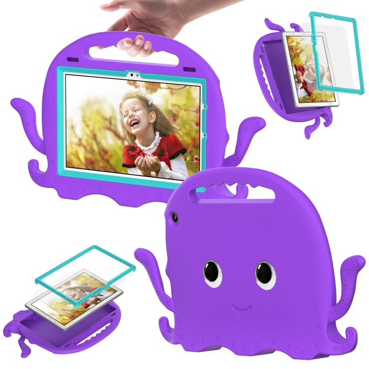 For Amazon Kindle Fire HD10 2021 Octopus Style EVA + PC Tablet Case with Strap(Purple)