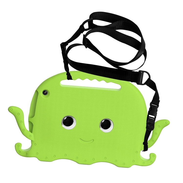 For Amazon Kindle Fire HD10 2021 Octopus Style EVA + PC Tablet Case with Strap(Grass Green)