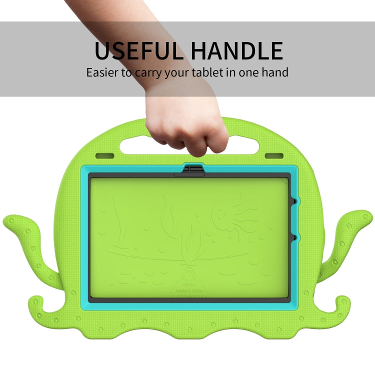 For Amazon Kindle Fire HD10 2021 Octopus Style EVA + PC Tablet Case with Strap(Grass Green)