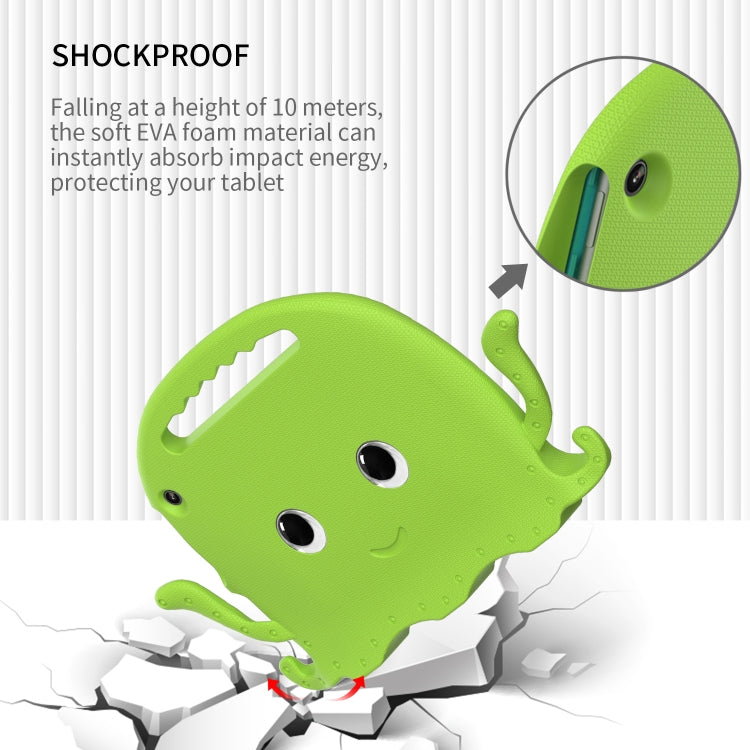 For Amazon Kindle Fire HD10 2021 Octopus Style EVA + PC Tablet Case with Strap(Grass Green)