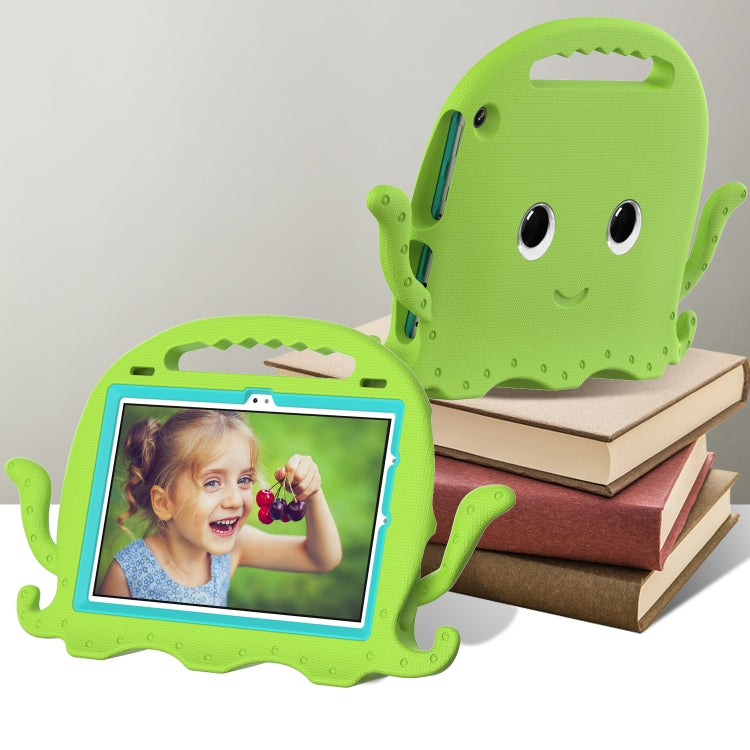 For Amazon Kindle Fire HD10 2021 Octopus Style EVA + PC Tablet Case with Strap(Grass Green)