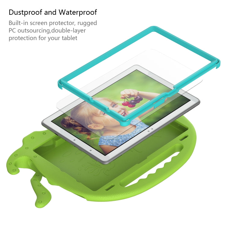 For Amazon Kindle Fire HD10 2021 Octopus Style EVA + PC Tablet Case with Strap(Grass Green)