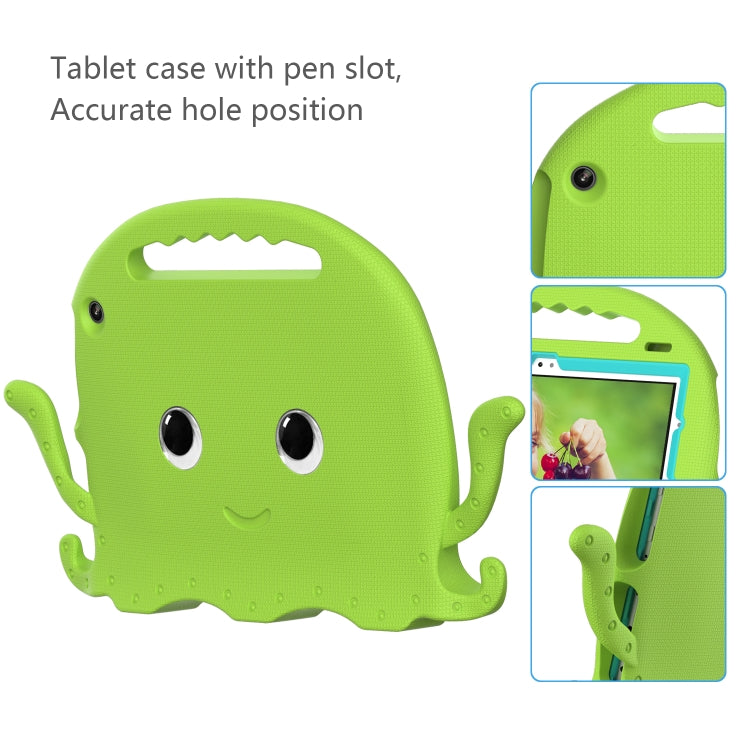 For Amazon Kindle Fire HD10 2021 Octopus Style EVA + PC Tablet Case with Strap(Grass Green)