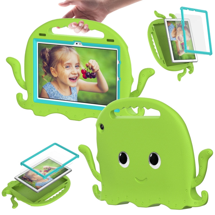 For Amazon Kindle Fire HD10 2021 Octopus Style EVA + PC Tablet Case with Strap(Grass Green)